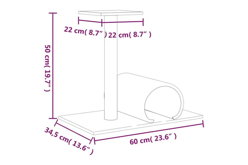 Vidaxl Cat Scratching Post With Tunnel Light Grey 60x345x50 Cm Vidaxl Cat Scratching Post With Tunnel Light Grey 60x345x50 Cm