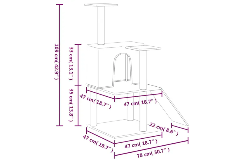 Vidaxl Cat Tree With Sisal Scratching Posts Cream 109 Cm Vidaxl Cat Tree With Sisal Scratching Posts Cream 109 Cm