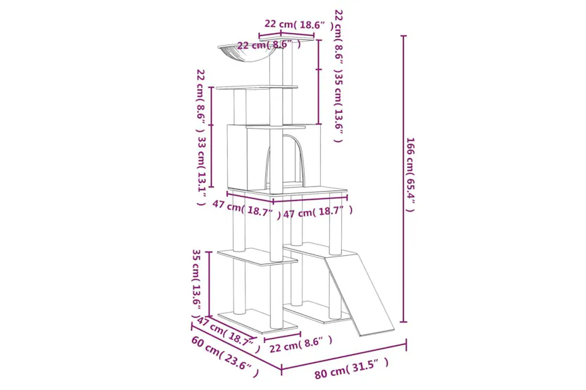 Vidaxl Cat Tree With Sisal Scratching Posts Cream 166 Cm Vidaxl Cat Tree With Sisal Scratching Posts Cream 166 Cm