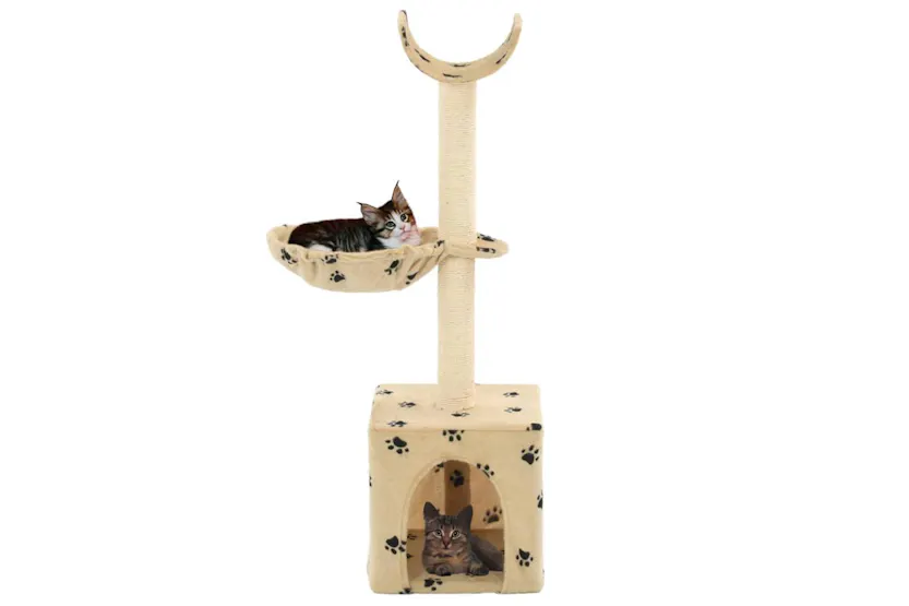 Vidaxl Cat Tree With Sisal Scratching Posts 105 Cm Paw Prints Beige Vidaxl Cat Tree With Sisal Scratching Posts 105 Cm Paw Prints Beige