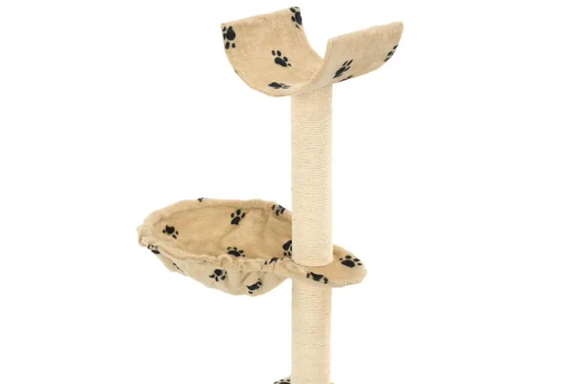 Vidaxl Cat Tree With Sisal Scratching Posts 105 Cm Paw Prints Beige Vidaxl Cat Tree With Sisal Scratching Posts 105 Cm Paw Prints Beige