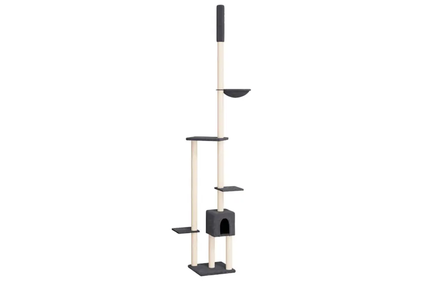 Vidaxl Floor To Ceiling Cat Tree Dark Grey 2585-2845 Cm Vidaxl Floor To Ceiling Cat Tree Dark Grey 2585-2845 Cm
