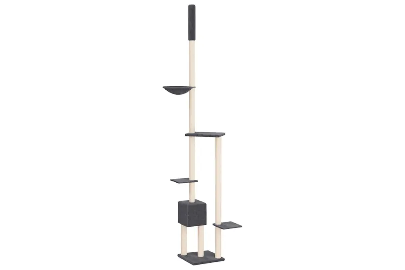 Vidaxl Floor To Ceiling Cat Tree Dark Grey 2585-2845 Cm Vidaxl Floor To Ceiling Cat Tree Dark Grey 2585-2845 Cm