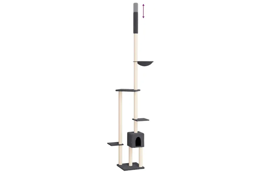 Vidaxl Floor To Ceiling Cat Tree Dark Grey 2585-2845 Cm Vidaxl Floor To Ceiling Cat Tree Dark Grey 2585-2845 Cm