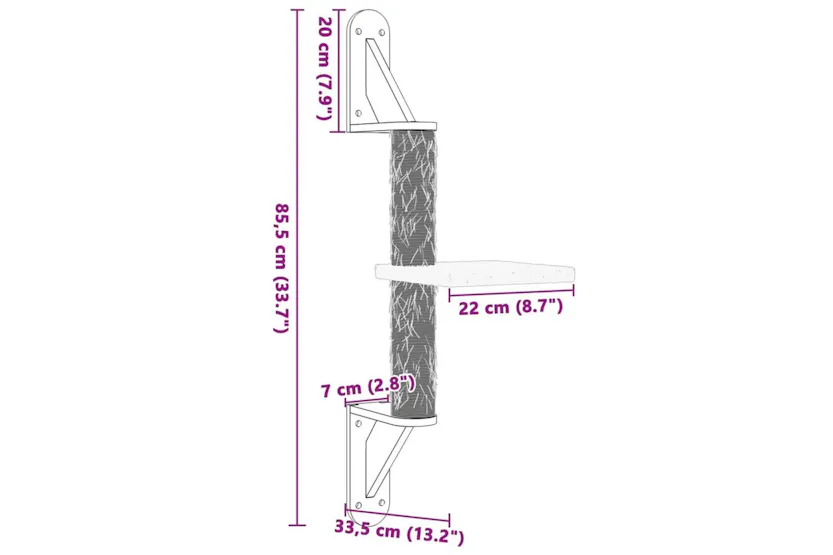 Vidaxl Wall-mounted Cat Tree With Scratching Post Light Grey 855 Cm Vidaxl Wall-mounted Cat Tree With Scratching Post Light Grey 855 Cm