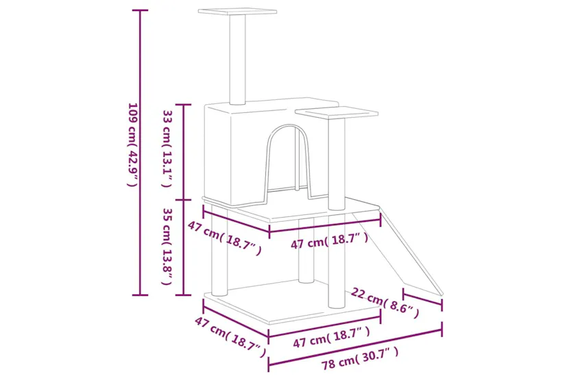 Vidaxl Cat Tree With Sisal Scratching Posts Light Grey 109 Cm Vidaxl Cat Tree With Sisal Scratching Posts Light Grey 109 Cm