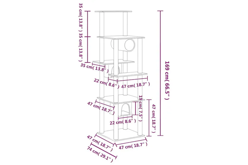 Vidaxl Cat Tree With Sisal Scratching Posts Cream 169 Cm Vidaxl Cat Tree With Sisal Scratching Posts Cream 169 Cm