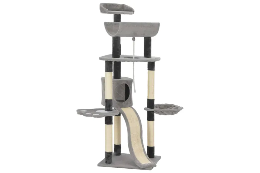 Vidaxl Cat Tree With Sisal Scratching Posts Grey 145 Cm Vidaxl Cat Tree With Sisal Scratching Posts Grey 145 Cm