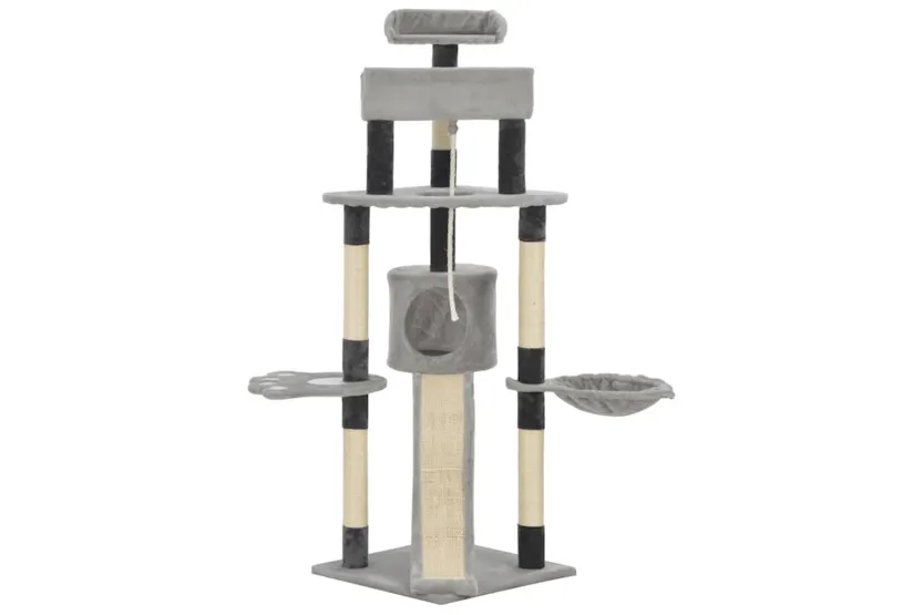 Vidaxl Cat Tree With Sisal Scratching Posts Grey 145 Cm Vidaxl Cat Tree With Sisal Scratching Posts Grey 145 Cm