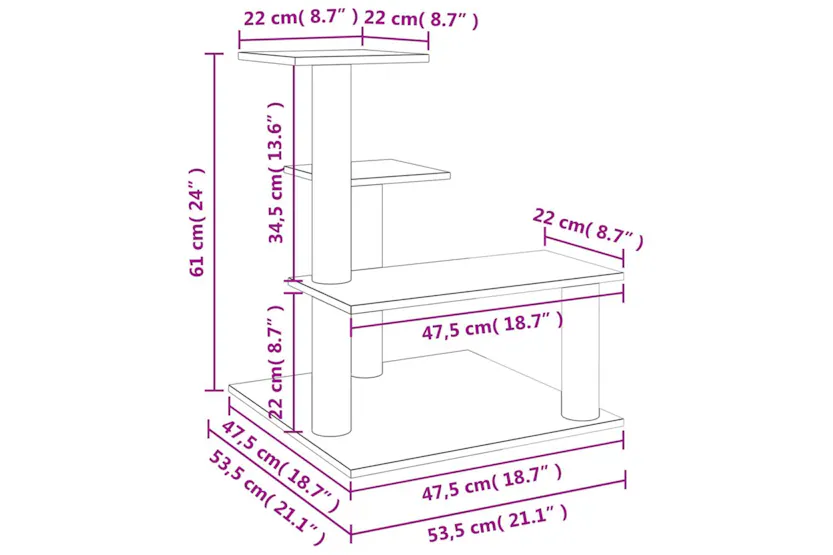Vidaxl Cat Tree With Sisal Scratching Posts Dark Grey 61 Cm Vidaxl Cat Tree With Sisal Scratching Posts Dark Grey 61 Cm