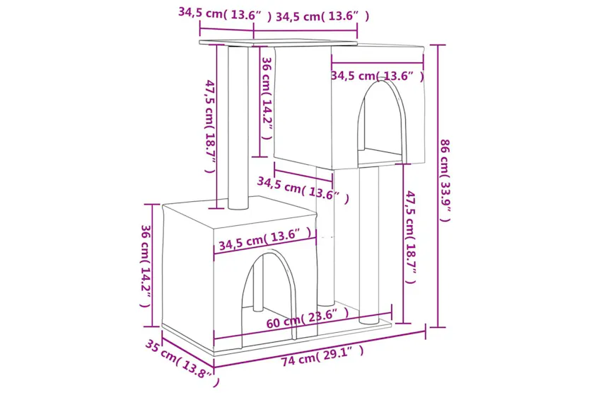 Vidaxl Cat Tree With Sisal Scratching Posts Dark Grey 86 Cm Vidaxl Cat Tree With Sisal Scratching Posts Dark Grey 86 Cm