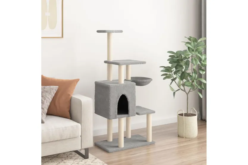 Vidaxl Cat Tree With Sisal Scratching Posts Light Grey 131 Cm Vidaxl Cat Tree With Sisal Scratching Posts Light Grey 131 Cm