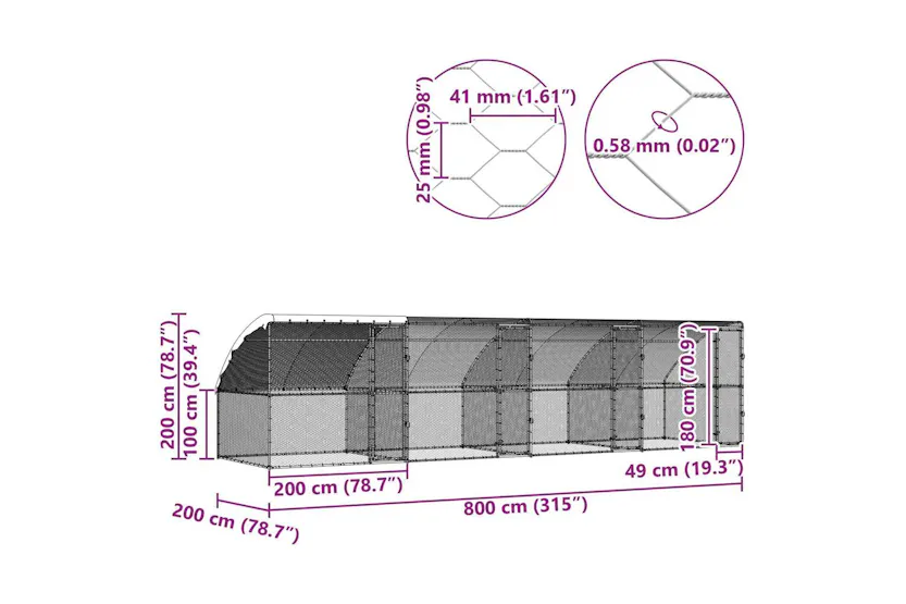 Vidaxl Chicken Cage 4 Pcs Silver 800 X 200 X 200 Cm Steel And Pe Vidaxl Chicken Cage 4 Pcs Silver 800 X 200 X 200 Cm Steel And Pe