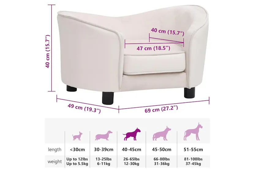 Vidaxl Dog Sofa Cream 69x49x40 Cm Plush And Faux Leather Vidaxl Dog Sofa Cream 69x49x40 Cm Plush And Faux Leather