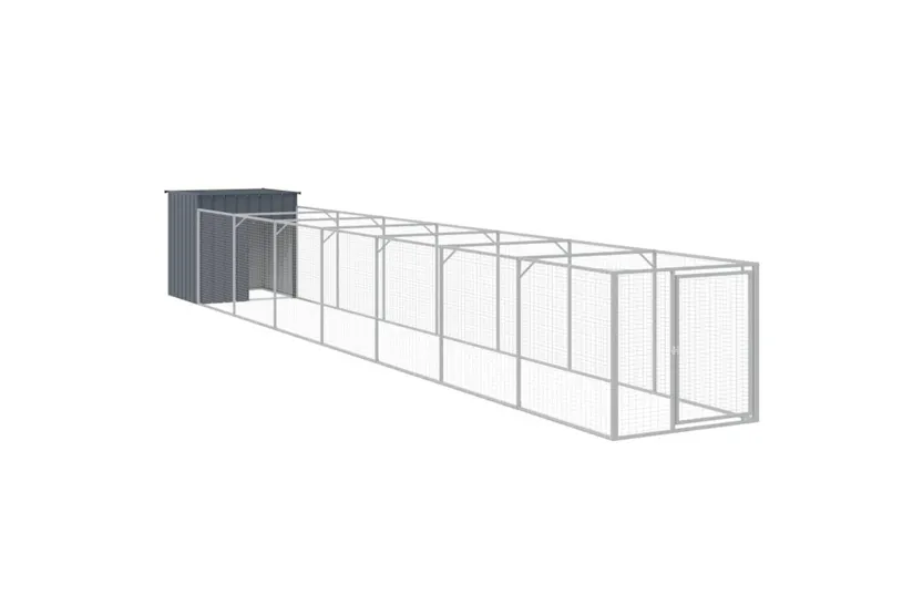 Vidaxl Dog House With Run Anthracite 110x813x110 Cm Galvanised Steel Vidaxl Dog House With Run Anthracite 110x813x110 Cm Galvanised Steel