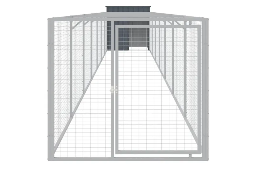Vidaxl Dog House With Run Anthracite 110x813x110 Cm Galvanised Steel Vidaxl Dog House With Run Anthracite 110x813x110 Cm Galvanised Steel