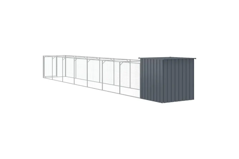 Vidaxl Dog House With Run Anthracite 110x813x110 Cm Galvanised Steel Vidaxl Dog House With Run Anthracite 110x813x110 Cm Galvanised Steel
