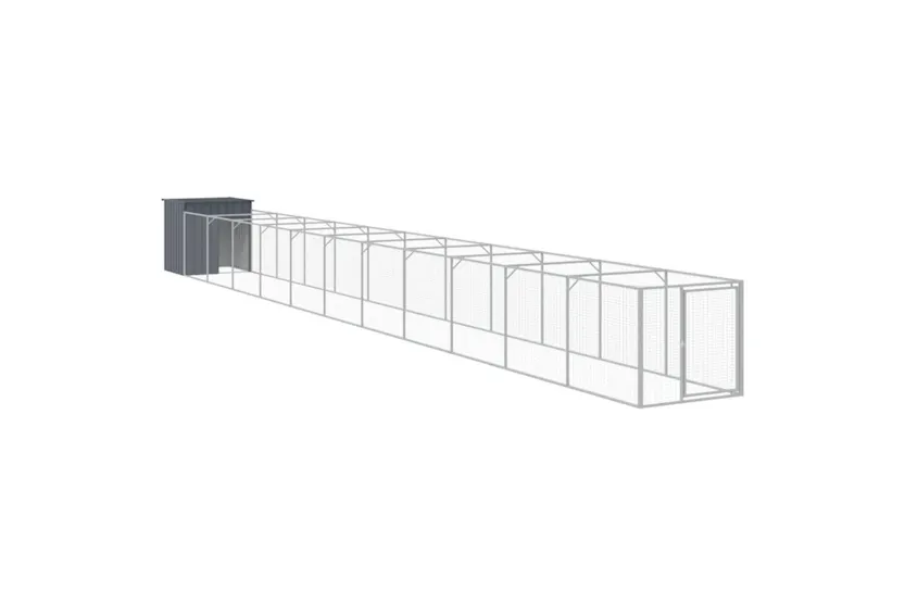 Vidaxl Dog House With Run Anthracite 110x1221x110 Cm Galvanised Steel Vidaxl Dog House With Run Anthracite 110x1221x110 Cm Galvanised Steel