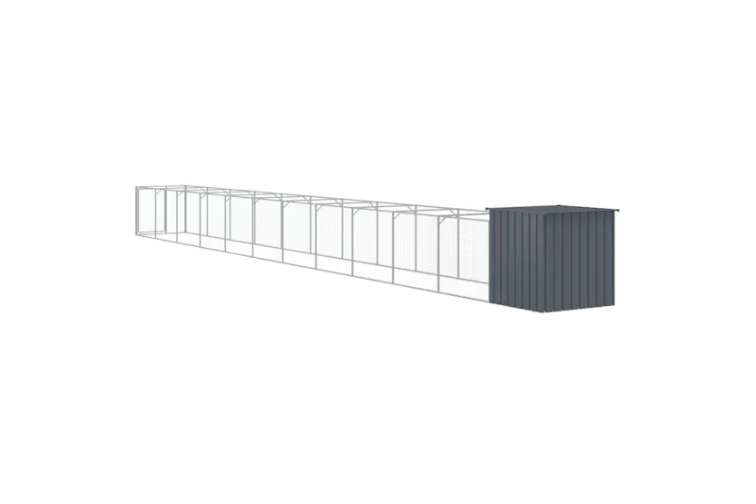 Vidaxl Dog House With Run Anthracite 110x1221x110 Cm Galvanised Steel Vidaxl Dog House With Run Anthracite 110x1221x110 Cm Galvanised Steel