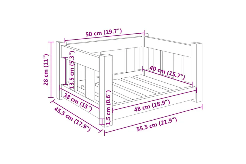 Vidaxl Dog Bed 555x455x28 Cm Solid Wood Pine Vidaxl Dog Bed 555x455x28 Cm Solid Wood Pine