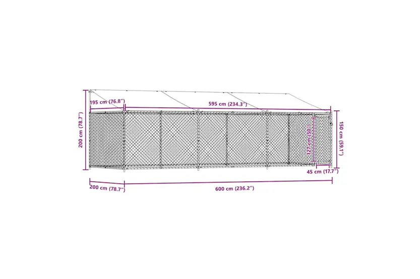 Vidaxl Dog Cage With Roof And Door Grey 6x2x2 M Galvanised Steel Vidaxl Dog Cage With Roof And Door Grey 6x2x2 M Galvanised Steel