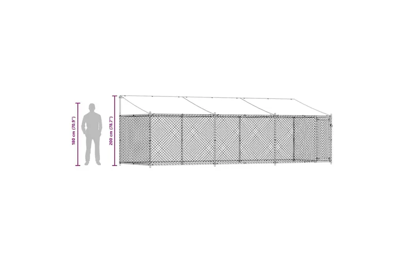 Vidaxl Dog Cage With Roof And Door Grey 6x2x2 M Galvanised Steel Vidaxl Dog Cage With Roof And Door Grey 6x2x2 M Galvanised Steel