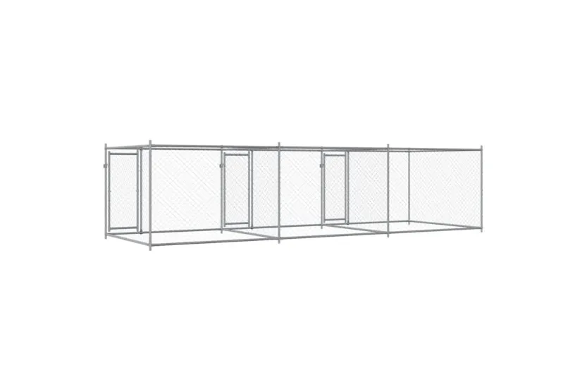 Vidaxl Dog Cage With Doors Grey 6x2x15 M Galvanised Steel Vidaxl Dog Cage With Doors Grey 6x2x15 M Galvanised Steel