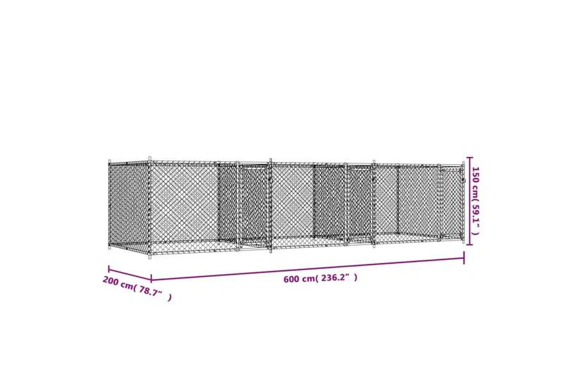 Vidaxl Dog Cage With Doors Grey 6x2x15 M Galvanised Steel Vidaxl Dog Cage With Doors Grey 6x2x15 M Galvanised Steel
