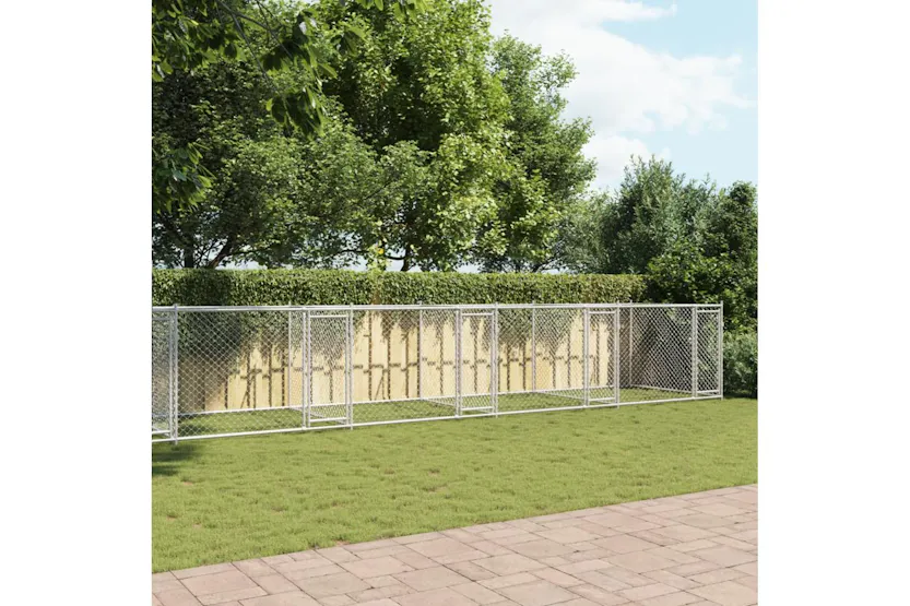 Vidaxl Dog Cage With Doors Grey 10x2x15 M Galvanised Steel Vidaxl Dog Cage With Doors Grey 10x2x15 M Galvanised Steel