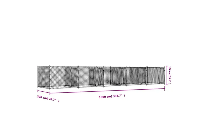 Vidaxl Dog Cage With Doors Grey 10x2x15 M Galvanised Steel Vidaxl Dog Cage With Doors Grey 10x2x15 M Galvanised Steel