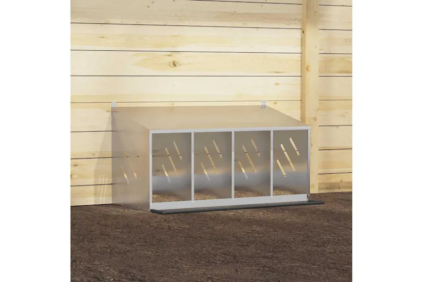 Vidaxl Chicken Nesting Box With 4 Compartments Galvanized Silver Metal Vidaxl Chicken Nesting Box With 4 Compartments Galvanized Silver Metal