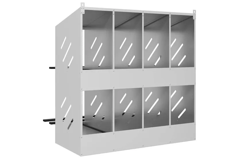 Vidaxl Chicken Nesting Box With 8 Compartments Galvanized Silver Metal Vidaxl Chicken Nesting Box With 8 Compartments Galvanized Silver Metal