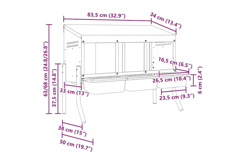 Vidaxl Chicken Nesting Box 3 Compartments With Legs Galvanised Steel Vidaxl Chicken Nesting Box 3 Compartments With Legs Galvanised Steel