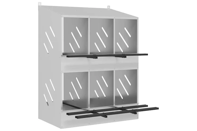 Vidaxl Chicken Nesting Box With 6 Compartments Galvanized Silver Metal Vidaxl Chicken Nesting Box With 6 Compartments Galvanized Silver Metal