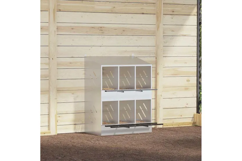 Vidaxl Chicken Nesting Box With 6 Compartments Galvanized Silver Metal Vidaxl Chicken Nesting Box With 6 Compartments Galvanized Silver Metal