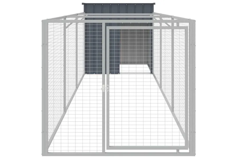 Vidaxl Dog House With Run Anthracite 110x405x110 Cm Galvanised Steel Vidaxl Dog House With Run Anthracite 110x405x110 Cm Galvanised Steel