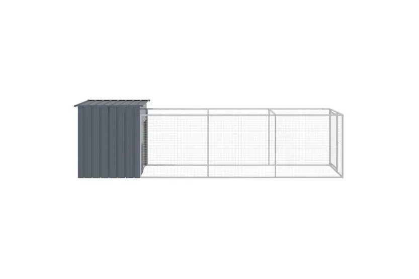 Vidaxl Dog House With Run Anthracite 110x405x110 Cm Galvanised Steel Vidaxl Dog House With Run Anthracite 110x405x110 Cm Galvanised Steel