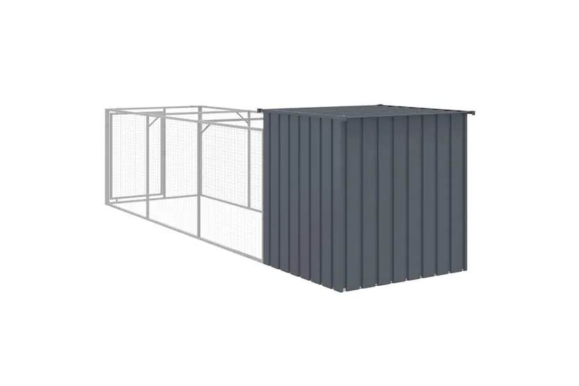 Vidaxl Dog House With Run Anthracite 110x405x110 Cm Galvanised Steel Vidaxl Dog House With Run Anthracite 110x405x110 Cm Galvanised Steel