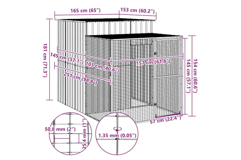 Vidaxl Chicken Cage With Run Light Grey 165x251x181 Cm Galvanised Steel Vidaxl Chicken Cage With Run Light Grey 165x251x181 Cm Galvanised Steel