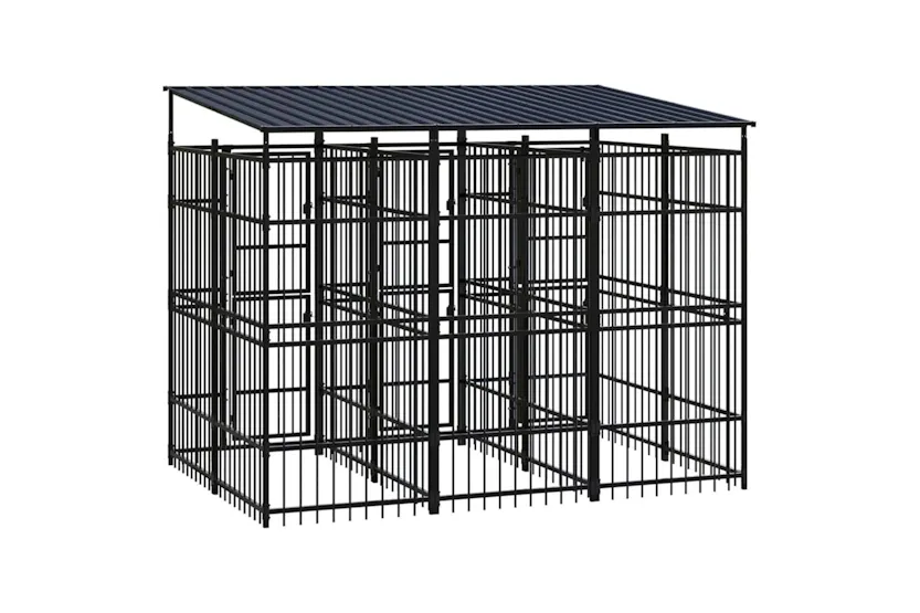 Vidaxl Outdoor Dog Kennel With Roof Steel 553 M Vidaxl Outdoor Dog Kennel With Roof Steel 553 M