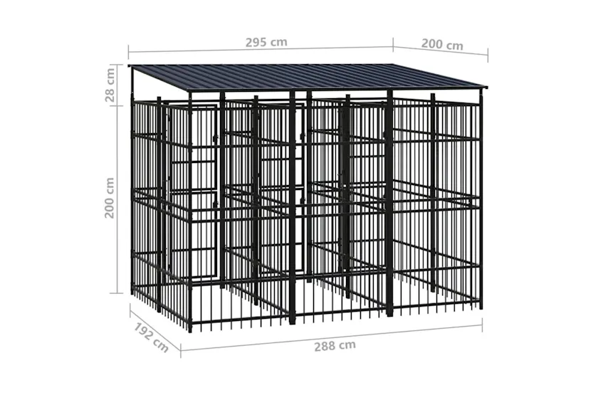 Vidaxl Outdoor Dog Kennel With Roof Steel 553 M Vidaxl Outdoor Dog Kennel With Roof Steel 553 M