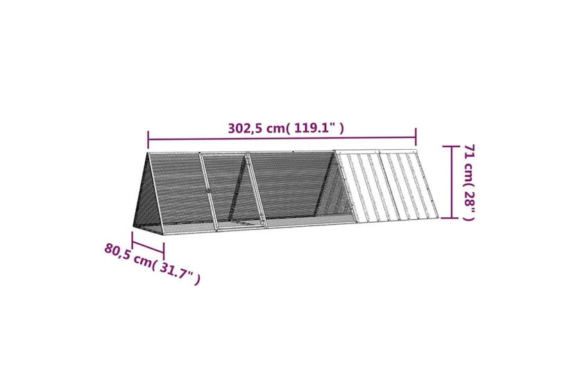 Vidaxl Rabbit Cage Grey 3025x805x71 Cm Galvanised Steel Vidaxl Rabbit Cage Grey 3025x805x71 Cm Galvanised Steel