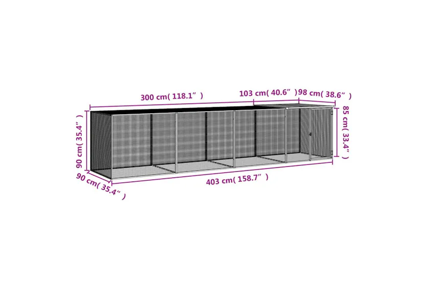 Vidaxl Chicken Cage With Roof Light Grey 403x98x90 Cm Galvanised Steel Vidaxl Chicken Cage With Roof Light Grey 403x98x90 Cm Galvanised Steel