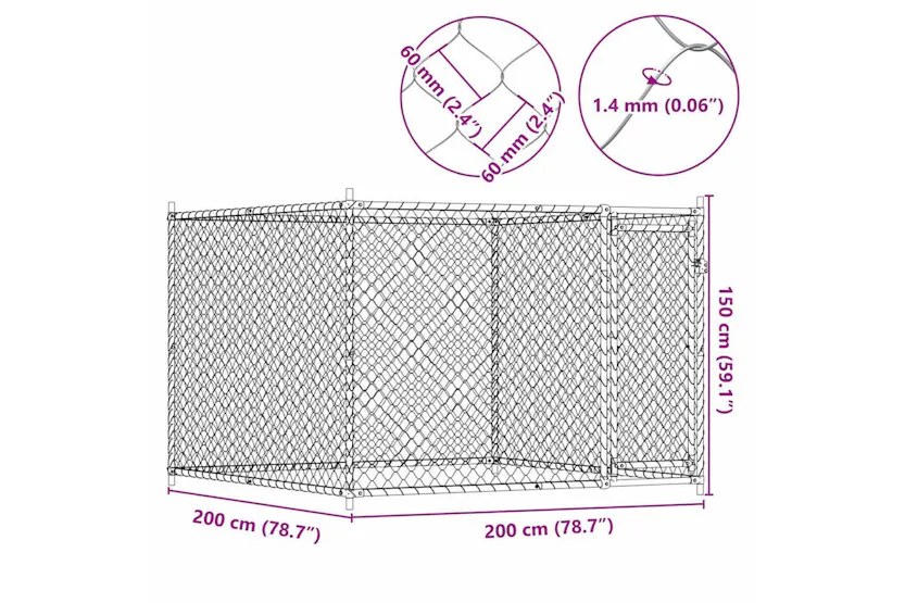 Vidaxl Dog Cage With Door Grey 2x2x15 M Galvanised Steel Vidaxl Dog Cage With Door Grey 2x2x15 M Galvanised Steel