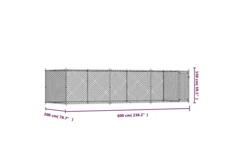 Vidaxl Dog Cage With Door Grey 6x2x15 M Galvanised Steel Vidaxl Dog Cage With Door Grey 6x2x15 M Galvanised Steel