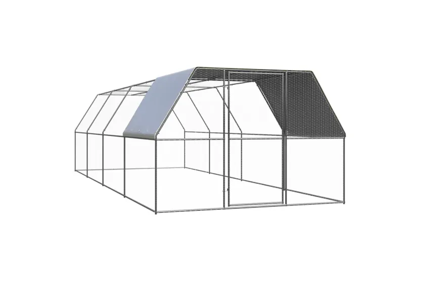 Vidaxl Outdoor Chicken Cage 3x8x2 M Galvanised Steel Vidaxl Outdoor Chicken Cage 3x8x2 M Galvanised Steel