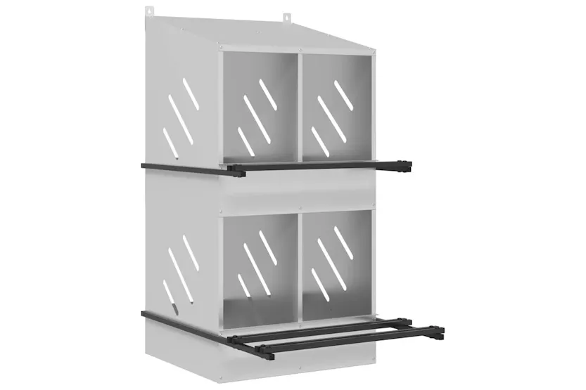 Vidaxl Chicken Nesting Box With 4 Compartments Galvanized Silver Metal Vidaxl Chicken Nesting Box With 4 Compartments Galvanized Silver Metal