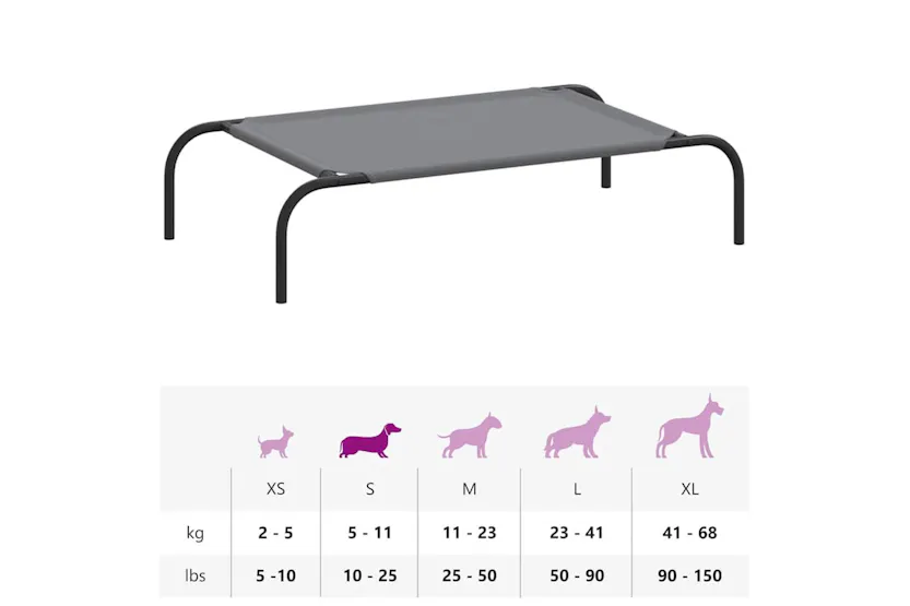 Vidaxl Elevated Dog Bed Grey 90x50x20 Cm Oxford Fabric And Steel Vidaxl Elevated Dog Bed Grey 90x50x20 Cm Oxford Fabric And Steel