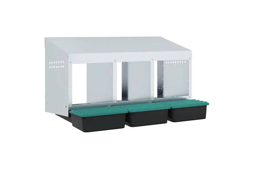 Vidaxl Chicken Nesting Box 3 Compartments Wall-mounted Galvanised Steel Vidaxl Chicken Nesting Box 3 Compartments Wall-mounted Galvanised Steel