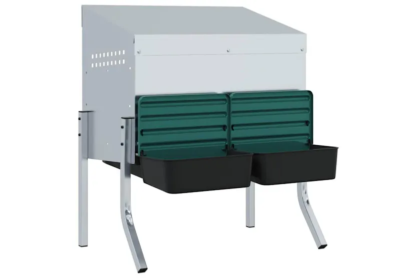 Vidaxl Chicken Nesting Box 2 Compartments With Legs Galvanised Steel Vidaxl Chicken Nesting Box 2 Compartments With Legs Galvanised Steel